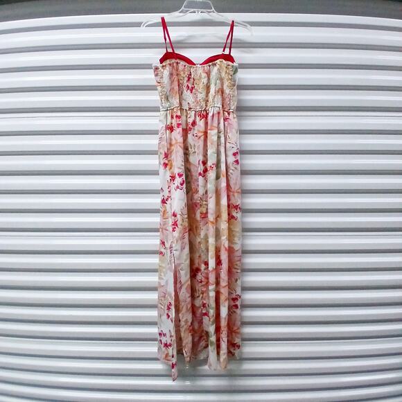 Band Of The Free Maxi Sundress Women Large Pink Floral Boho Casual Spring Summer - Picture 2 of 8
